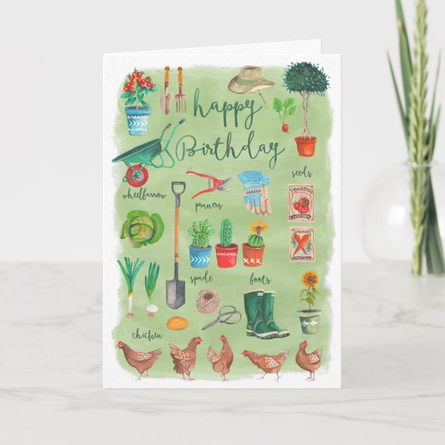 Carte Jardin verdoyant élégant Joyeux anniversaire (Devant)