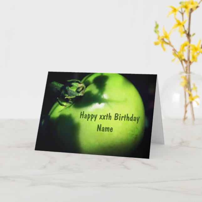 Carte Jardin vert Tomate personnalisée Anniversaire (Fleur jaune)