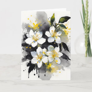 Carte Jasmine - Fleurs aquarelles
