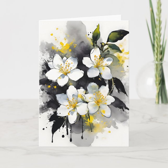 Carte Jasmine - Fleurs aquarelles (Devant)