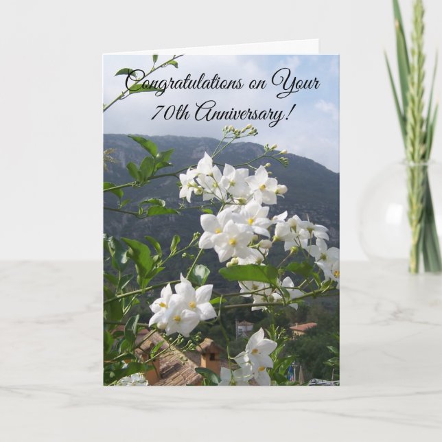 Carte Jasmine Personnalisé 70e anniversaire de Mariage (Devant)