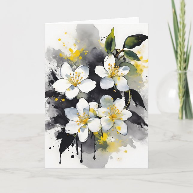 Carte Jasmine - Watercolor flowers (Devant)