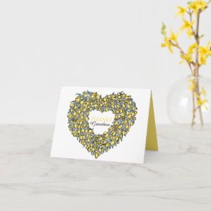 Carte Jaune à coeur fleuri art de la tuilpe jaune de gra
