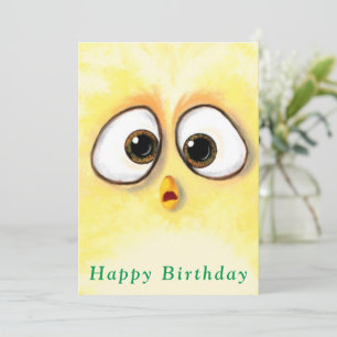 Carte Jaune aux yeux surpris de poulet Jaune Anniv