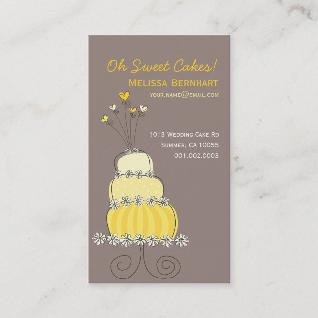 Carte jaune chic lunatique de profil de gâteau de (Devant)