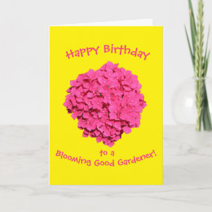 Carte Jaune clair rose fleurissant jardiner Anniversaire