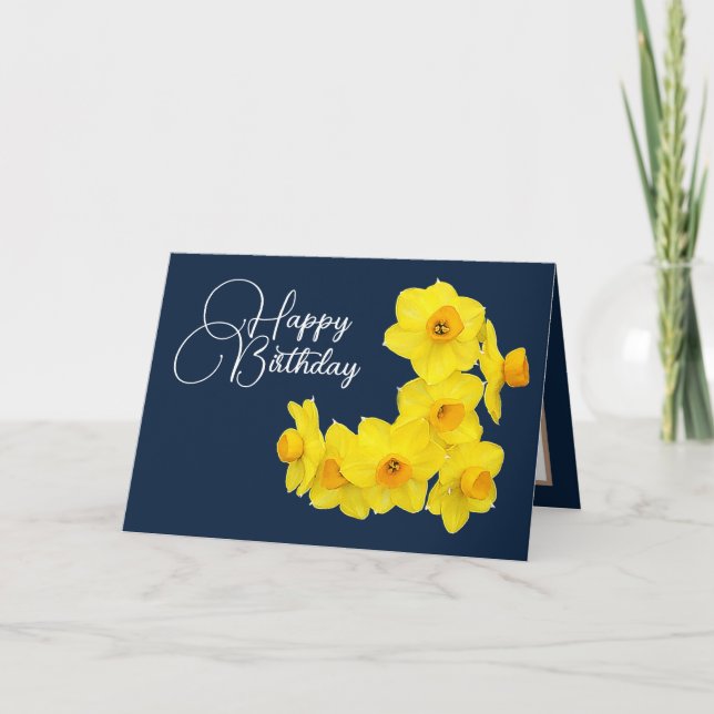 Carte Jaune Daffodils Arrière - plan de la Marine (Devant)