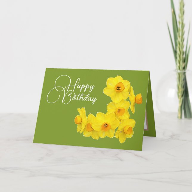 Carte Jaune Daffodils Lime Vert Arrière - plan Anniversa (Devant)