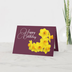 Carte Jaune Daffodils Plum Arrière - plan Anniversaire
