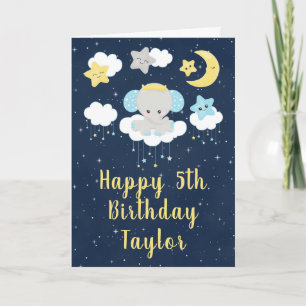 Carte Jaune éléphant et Marine Joyeux anniversaire
