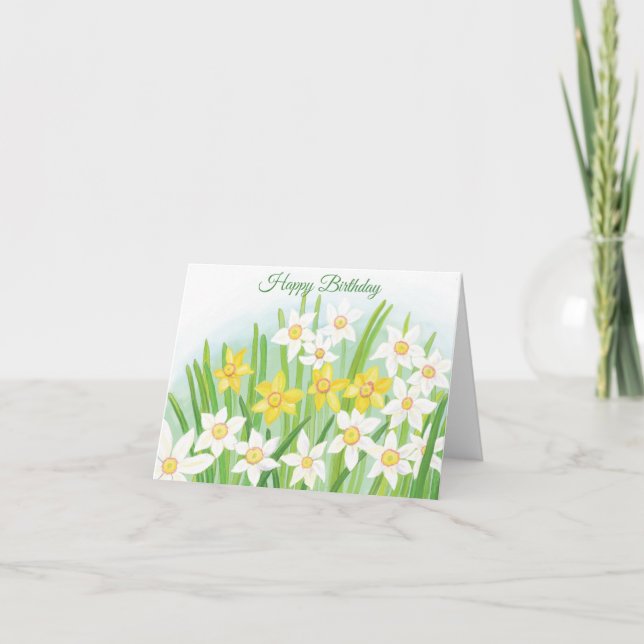 Carte Jaune et blanc jonquilles Anniversaire (Devant)