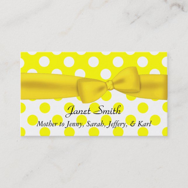 Carte jaune et blanche élégante de maman de point (Devant)