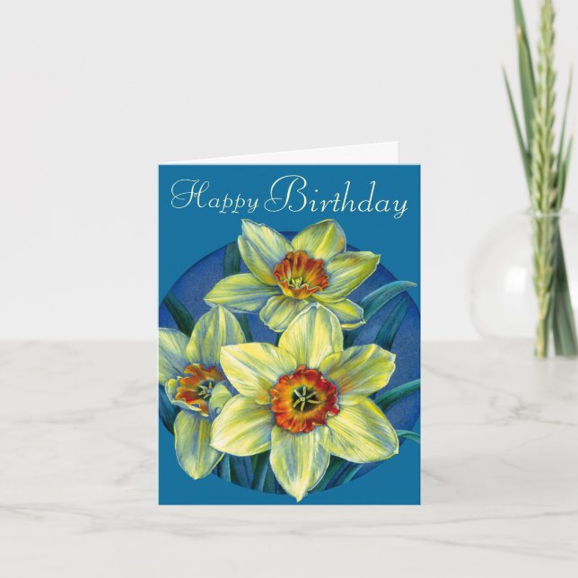 Carte jaune et bleue de joyeux anniversaire de (Devant)
