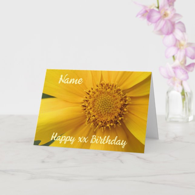 Carte Jaune Fleur Pétales Personnalisé Anniversaire (Orchidée)
