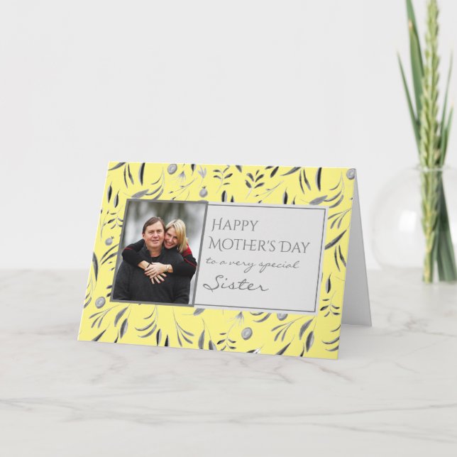 Carte Jaune florale joyeuse SOEUR de la fête des mères P (Devant)