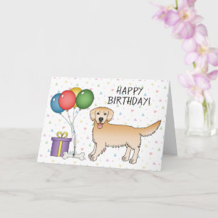Carte Jaune Golden Retriever Dessin Chien Joyeux Anniver