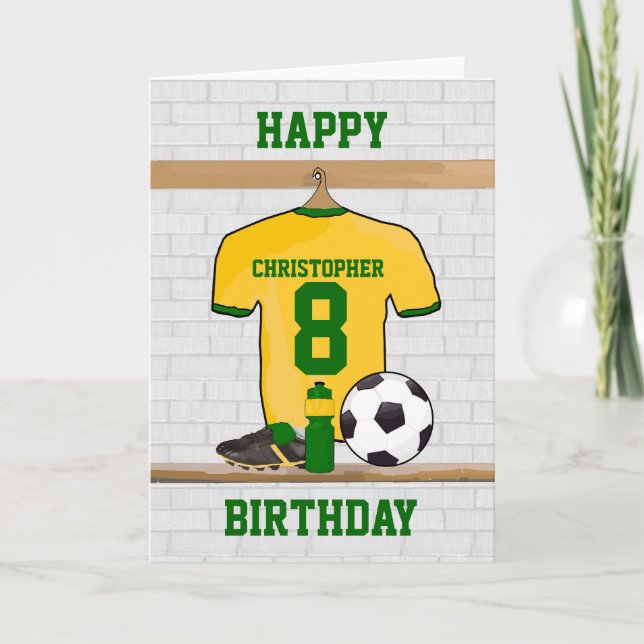 Carte Jaune Green Football Soccer Jersey Anniversaire (Devant)