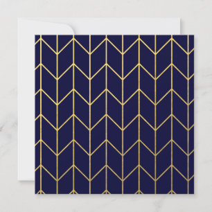 Carte Jaune or Chevron Marine Bleu Moderne Chic