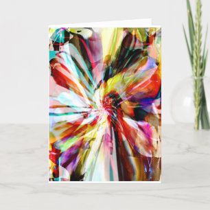 Carte Jaune Orange Aqua Blanc Abstrait Fleur de ruban