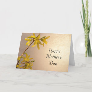 Carte Jaune Printemps Forsythia Fête des mères