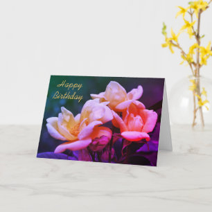 Carte Jaune Rosebustes Fleur Art Anniversaire