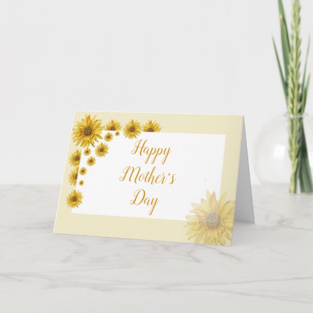 Carte Jaune Rustique Fleurs de soleil Jaunes Jolie Fête  (Devant)