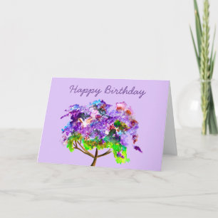 Carte Jaune violette arbre aquarelle art