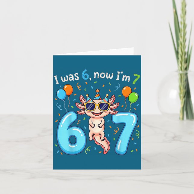 Carte J'avais 6 ans maintenant j'ai 7 ans fille garçon e (Devant)