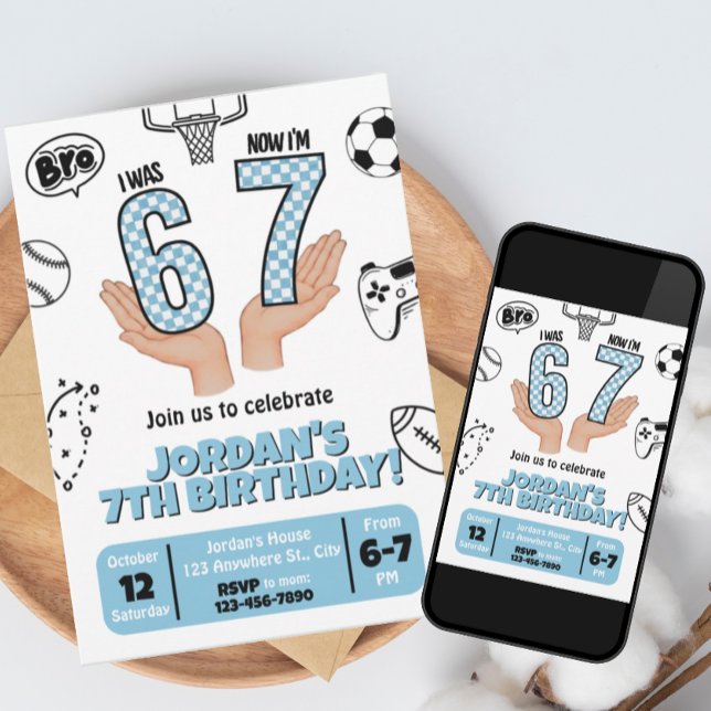 Carte J'avais 6 ans Maintenant j'ai 7 ans Invitation, 67 (Créateur téléchargé)