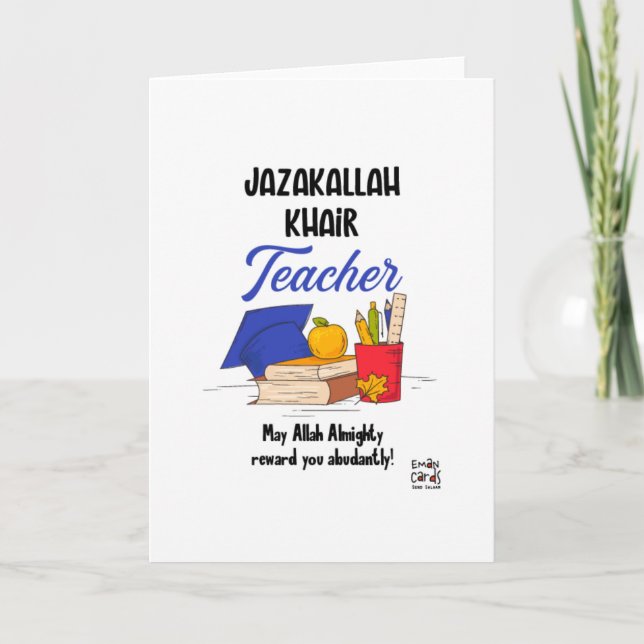 Carte JazakAllah Enseignant (Devant)