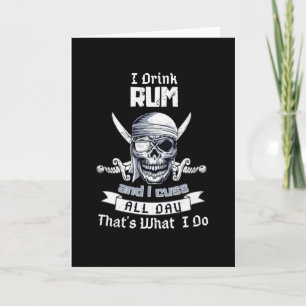 Carte Je bois du rhum Pirate Crâne Drapeau Jolly Roger C
