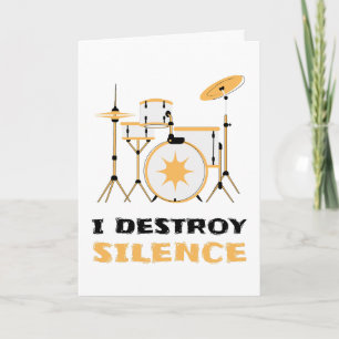Carte Je Détruis Silence Funny Drummer