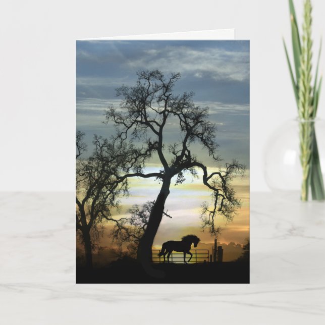 Carte Je dis simplement Hello Horse et Oak Tree Card (Devant)