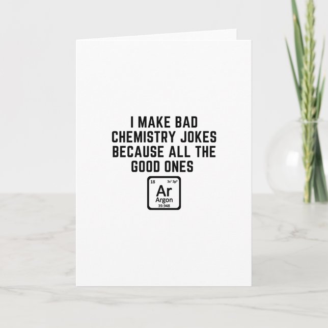 Carte Je fais de mauvaises blagues sur la chimie (Devant)
