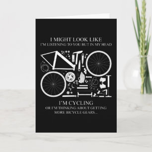 Carte Je fais du vélo ou je pense à des cadeaux pour les