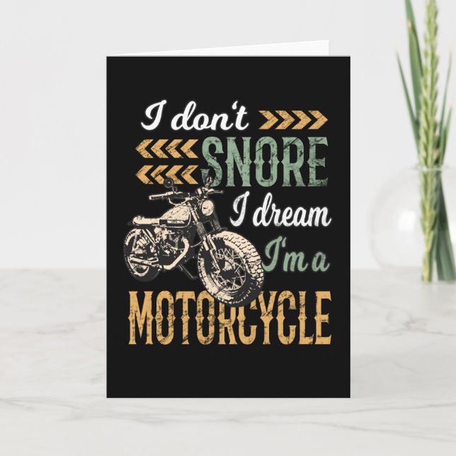 Carte Je ne ronfle pas Je rêve Je suis une moto (Devant)