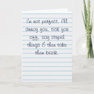 Carte Je ne suis pas parfait