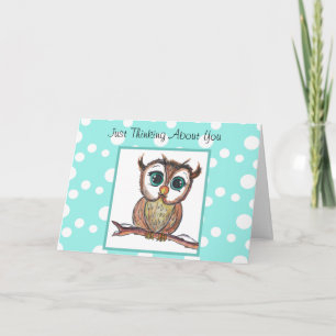 Carte Je Pense À Toi, Le Chouette Aquarelle Vous Manque.
