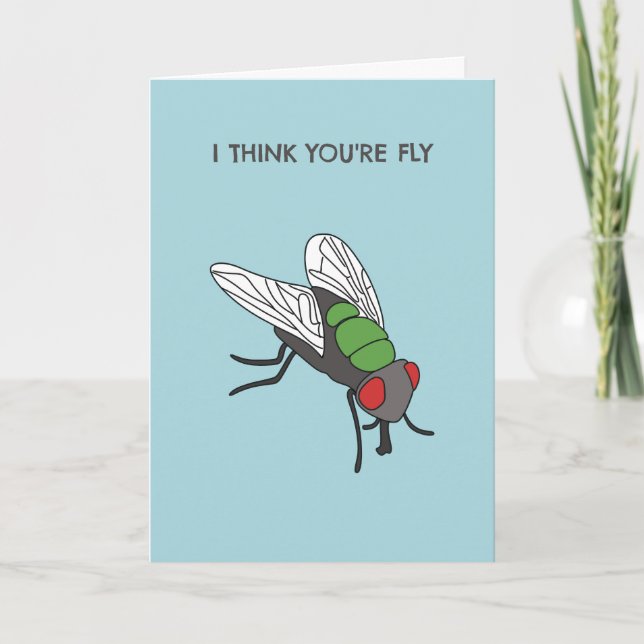 Carte Je pense que vous êtes volant drôle insecte (Devant)