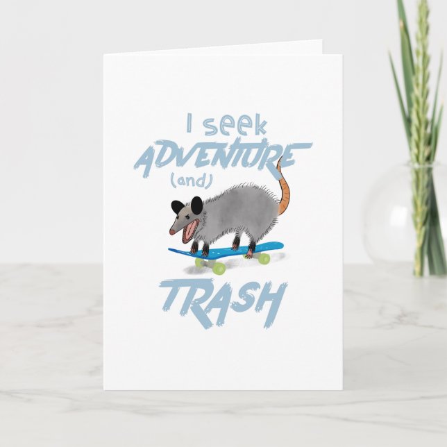 Carte JE RECHERCHE AVENTURE et POSSUME DE TRASH (Devant)