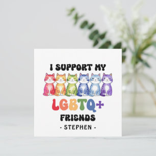 Carte Je soutiens mes amis LGBTQ - Rainbow Cat Pride