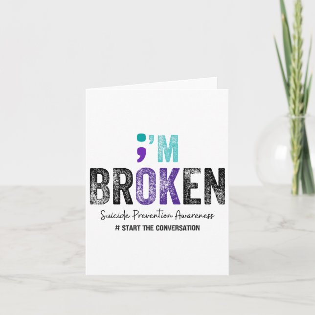 Carte Je suis cassé Je suis OK Suicide Prevention 2024 (Devant)