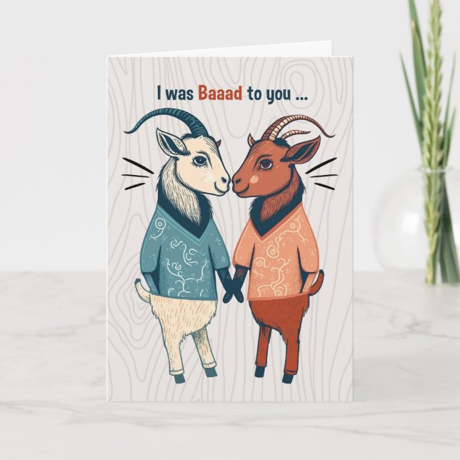 Carte Je suis désolé Deux chèvres mâles mignonnes excuse (Devant)