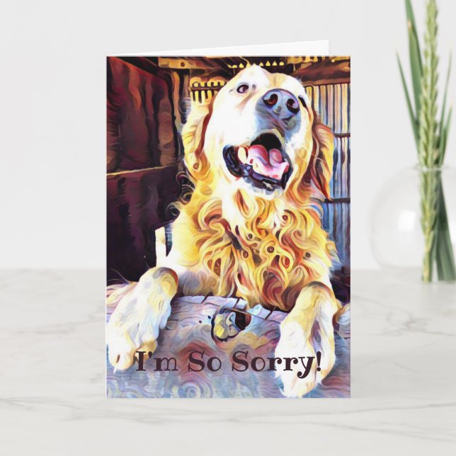 Carte Je suis désolé Golden Retriever Art Belated Annive (Devant)