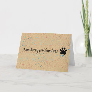 Carte Je suis désolé pour votre perte Pet Bereavement
