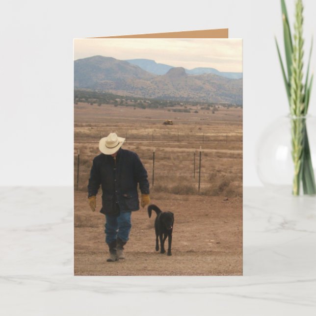 Carte Je suis ici pour vous Black Lab & Cowboy Card - We (Devant)