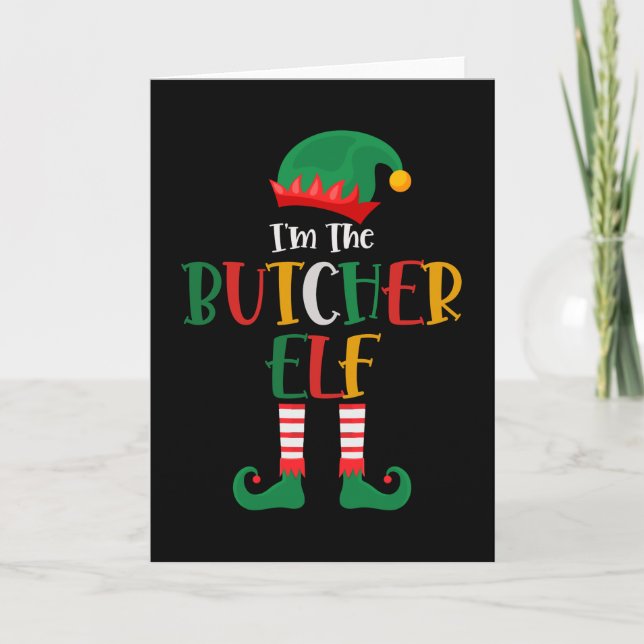Carte Je Suis Le Lutin Boucher Correspondant à Noël (Devant)