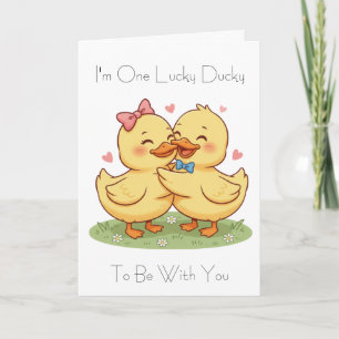 Carte Je suis un canard chanceux pour la Saint-Valentin