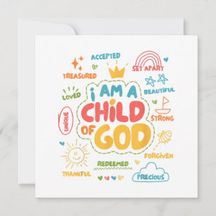 Carte Je suis un Enfant de Dieu Rétro chrétien Jésus Foi