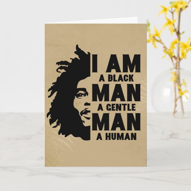 Carte Je Suis Un Homme Noir Afro Dreads Gold Fête des pè (Fleur jaune)